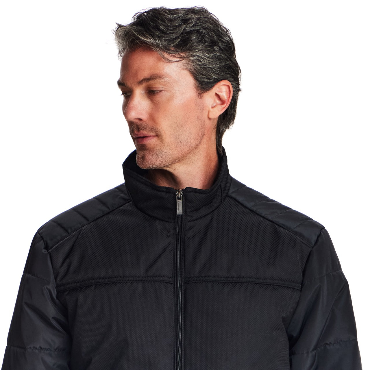 DOBBY/FAUX MEMORY JACKET