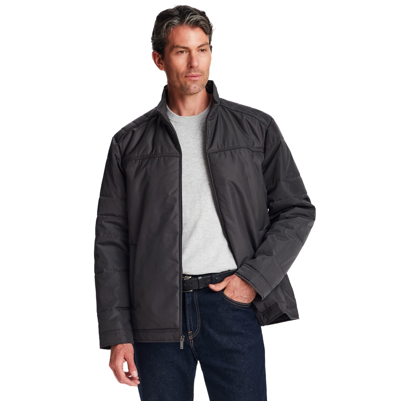 DOBBY/FAUX MEMORY JACKET