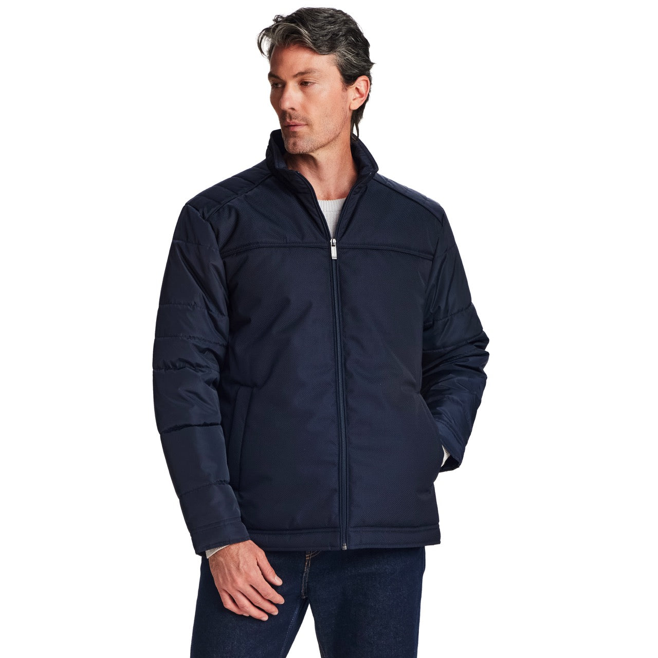 DOBBY/FAUX MEMORY JACKET
