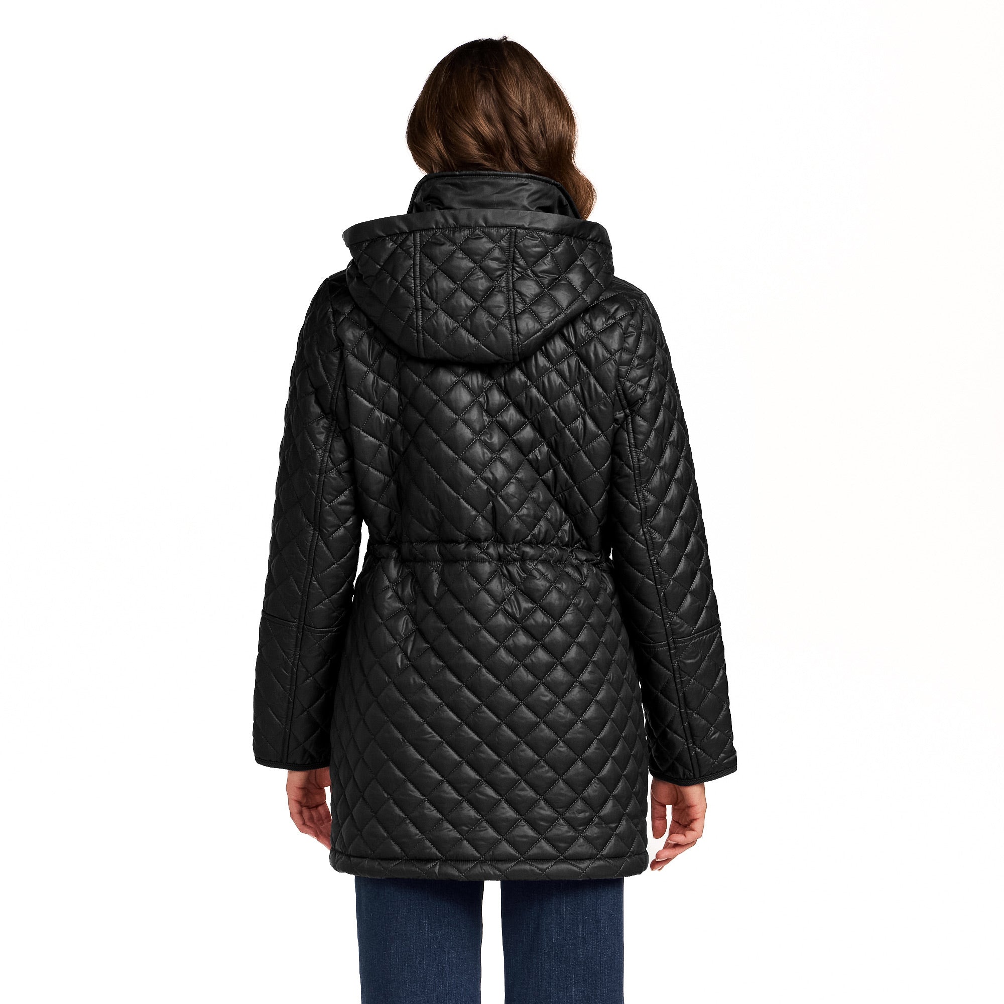 HOODED CORDUROY TRIMMED QUILTED WALKER