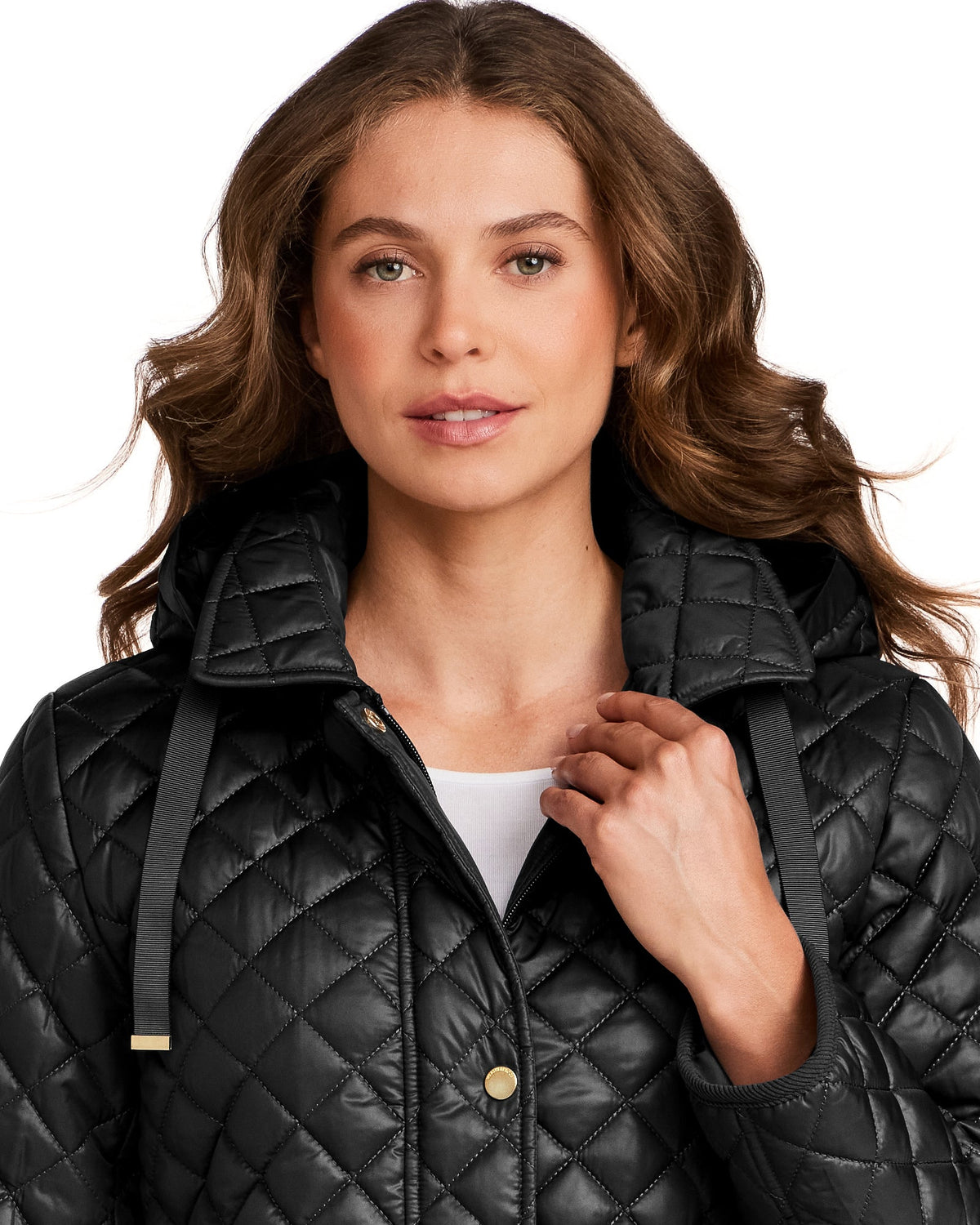 HOODED CORDUROY TRIMMED QUILTED WALKER