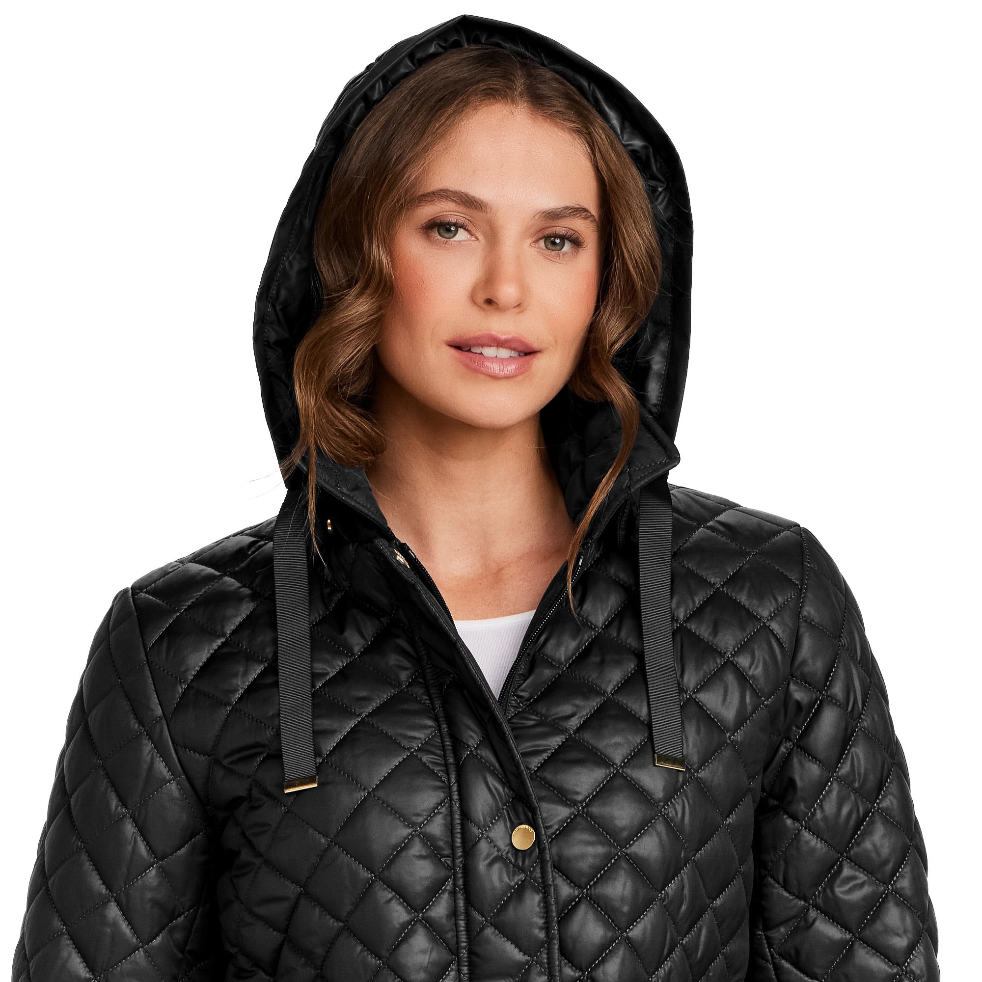 HOODED CORDUROY TRIMMED QUILTED WALKER