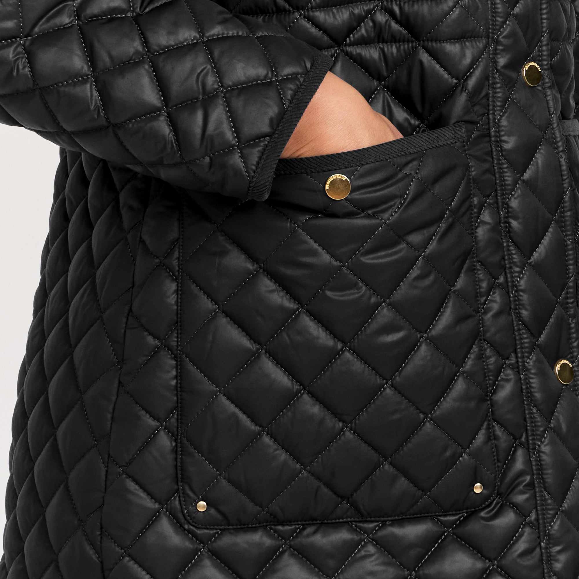 HOODED CORDUROY TRIMMED QUILTED WALKER