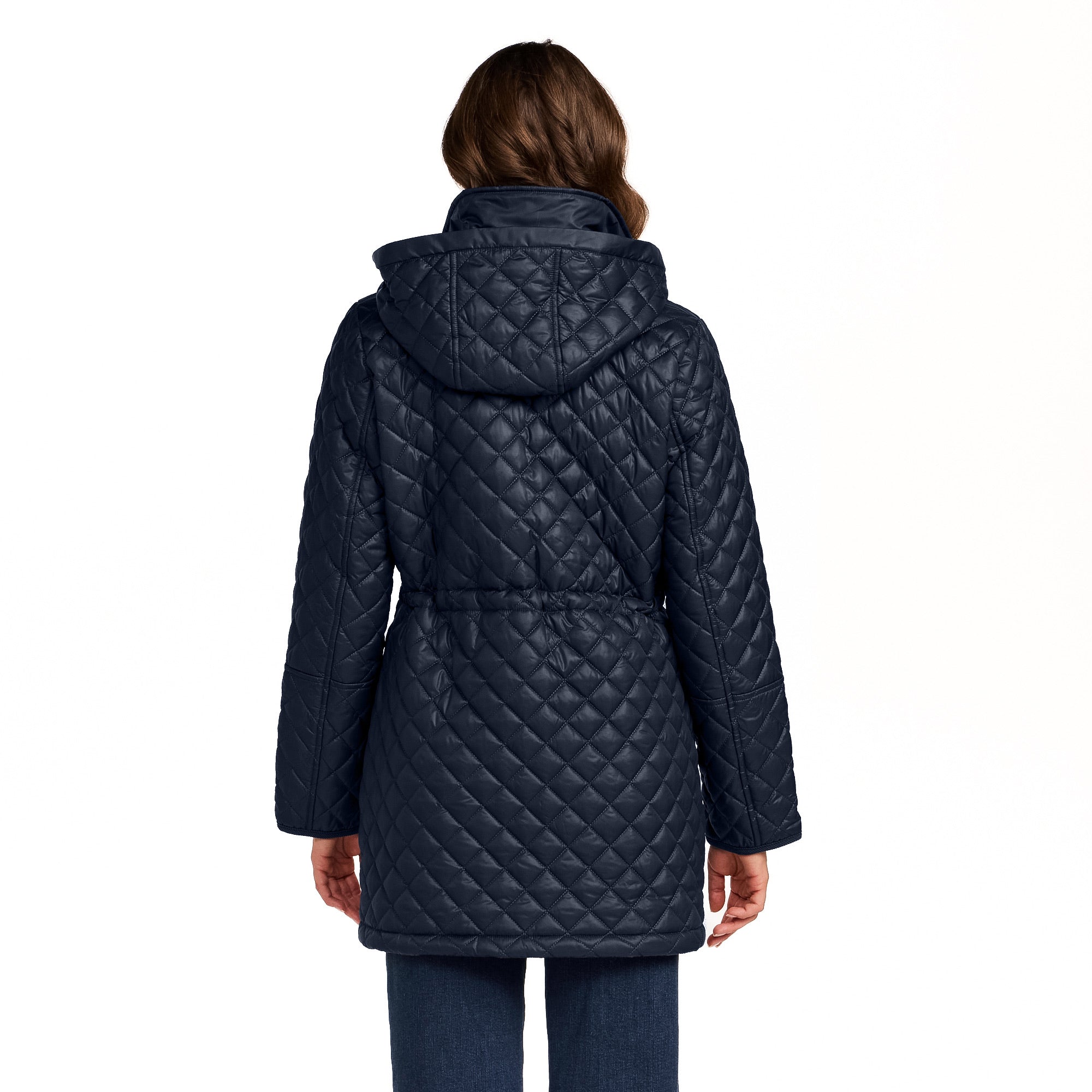 HOODED CORDUROY TRIMMED QUILTED WALKER
