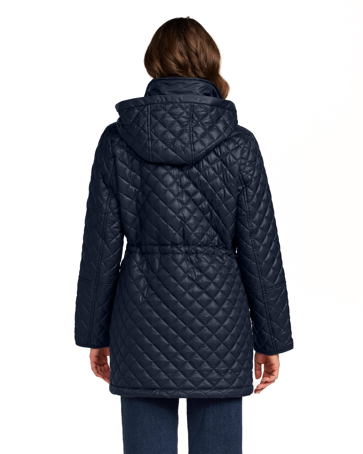 HOODED CORDUROY TRIMMED QUILTED WALKER