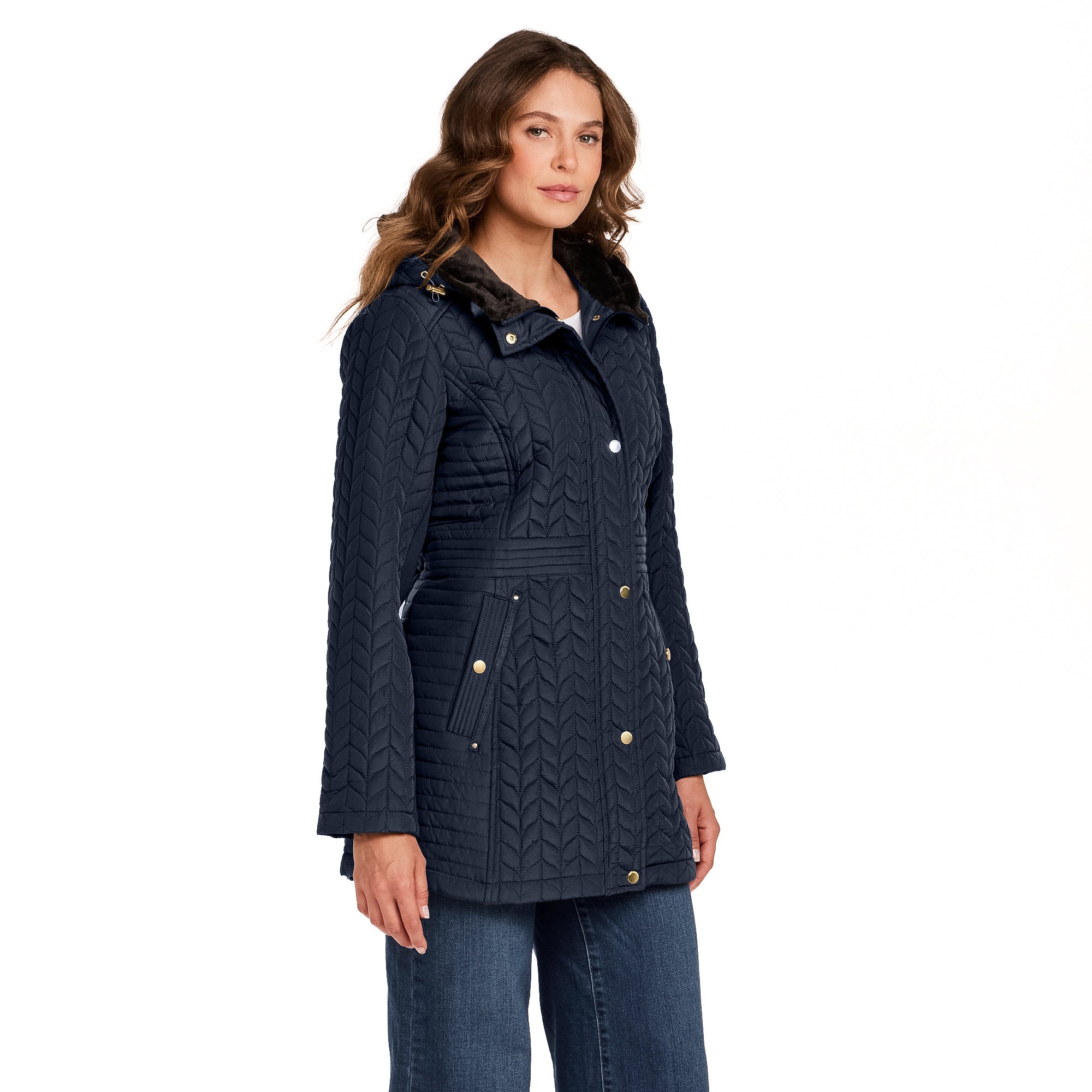 HOODED PLUSH LINED QUILTED WALKER