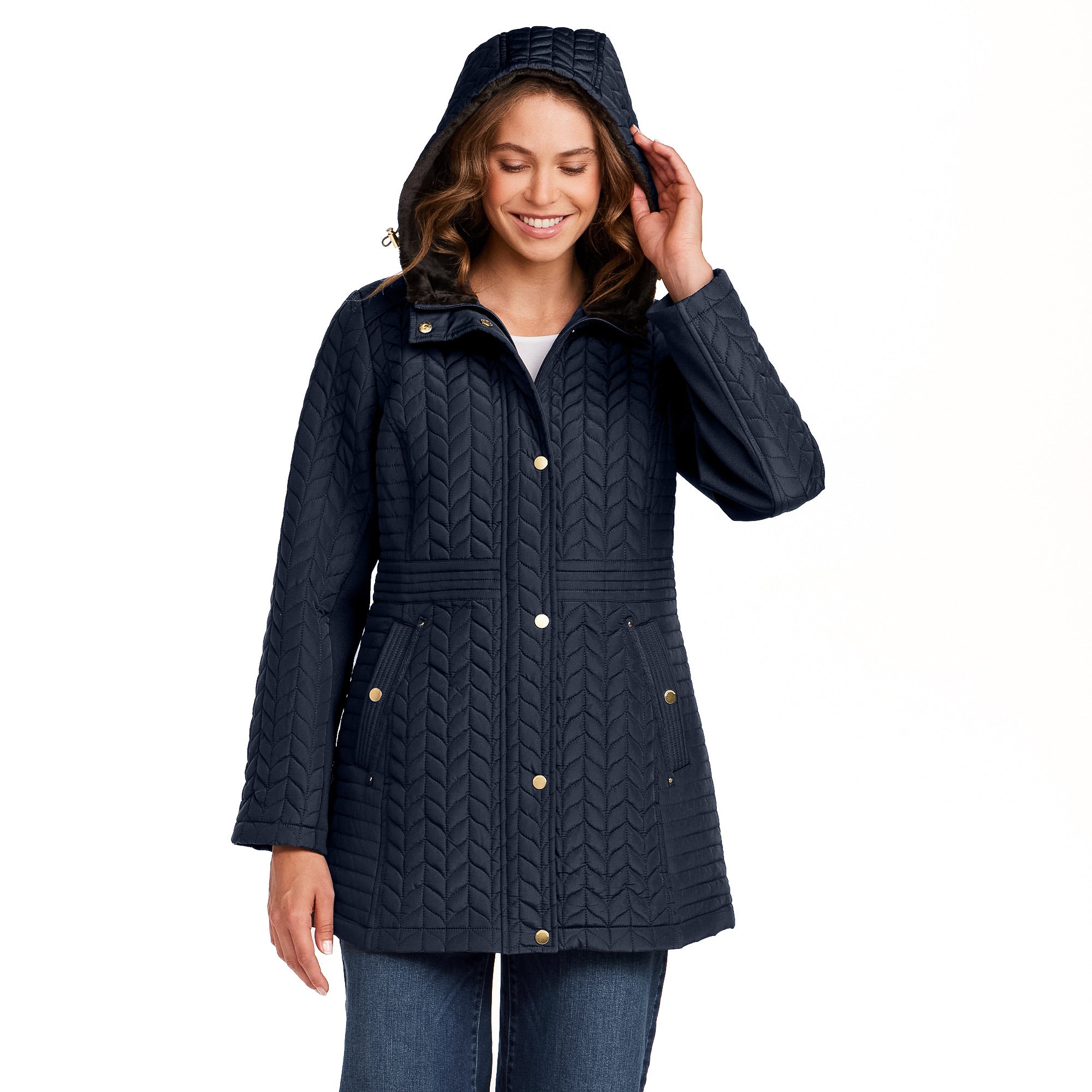 HOODED PLUSH LINED QUILTED WALKER