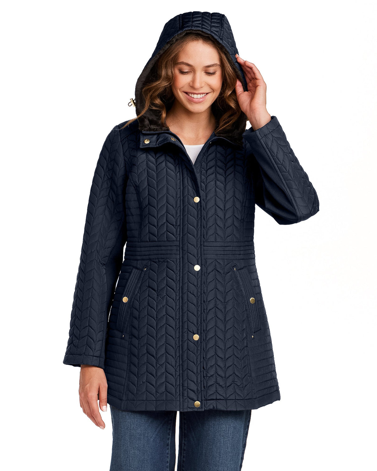 HOODED PLUSH LINED QUILTED WALKER