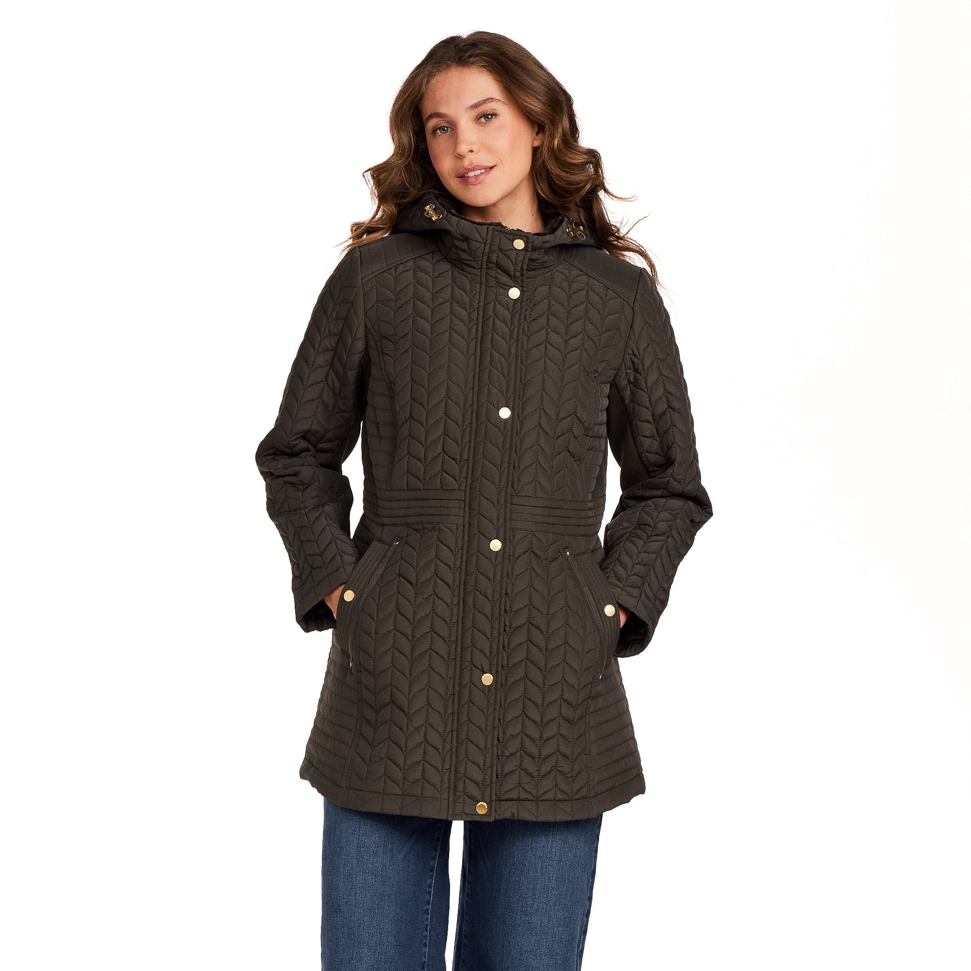 HOODED PLUSH LINED QUILTED WALKER