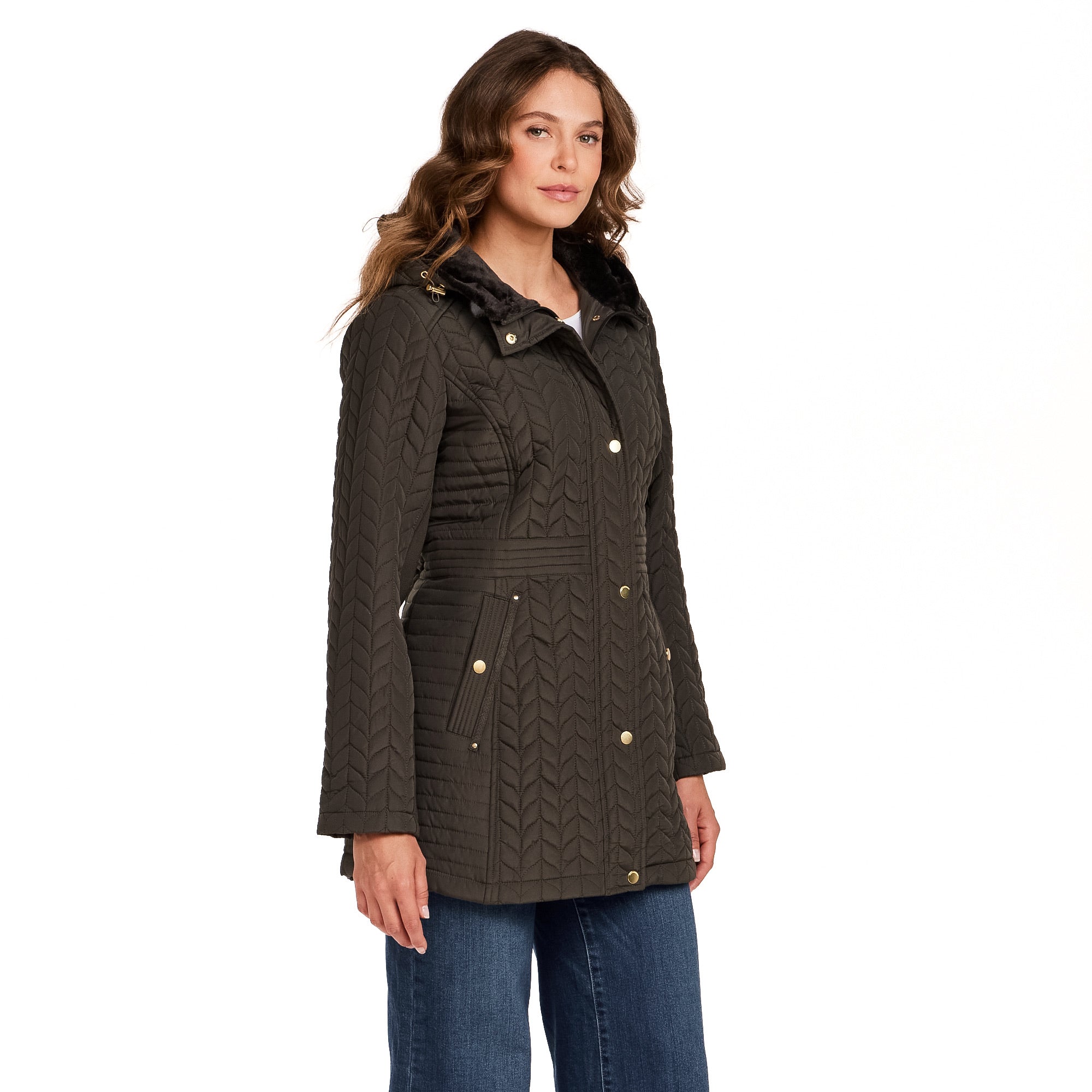 HOODED PLUSH LINED QUILTED WALKER