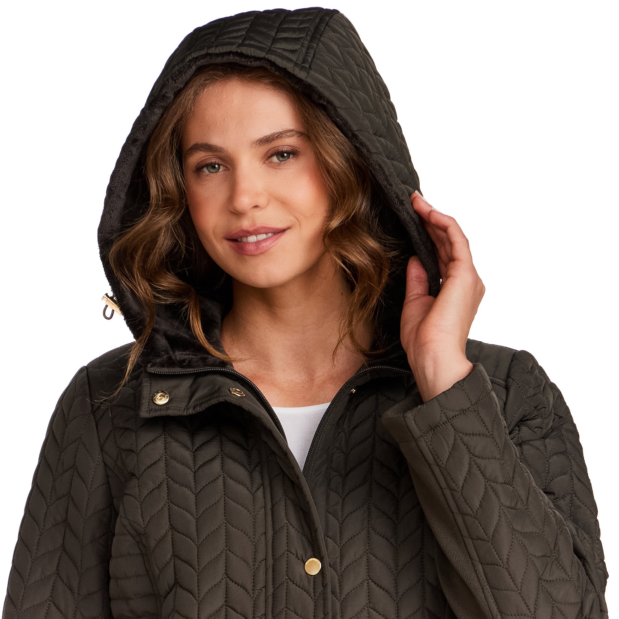 HOODED PLUSH LINED QUILTED WALKER