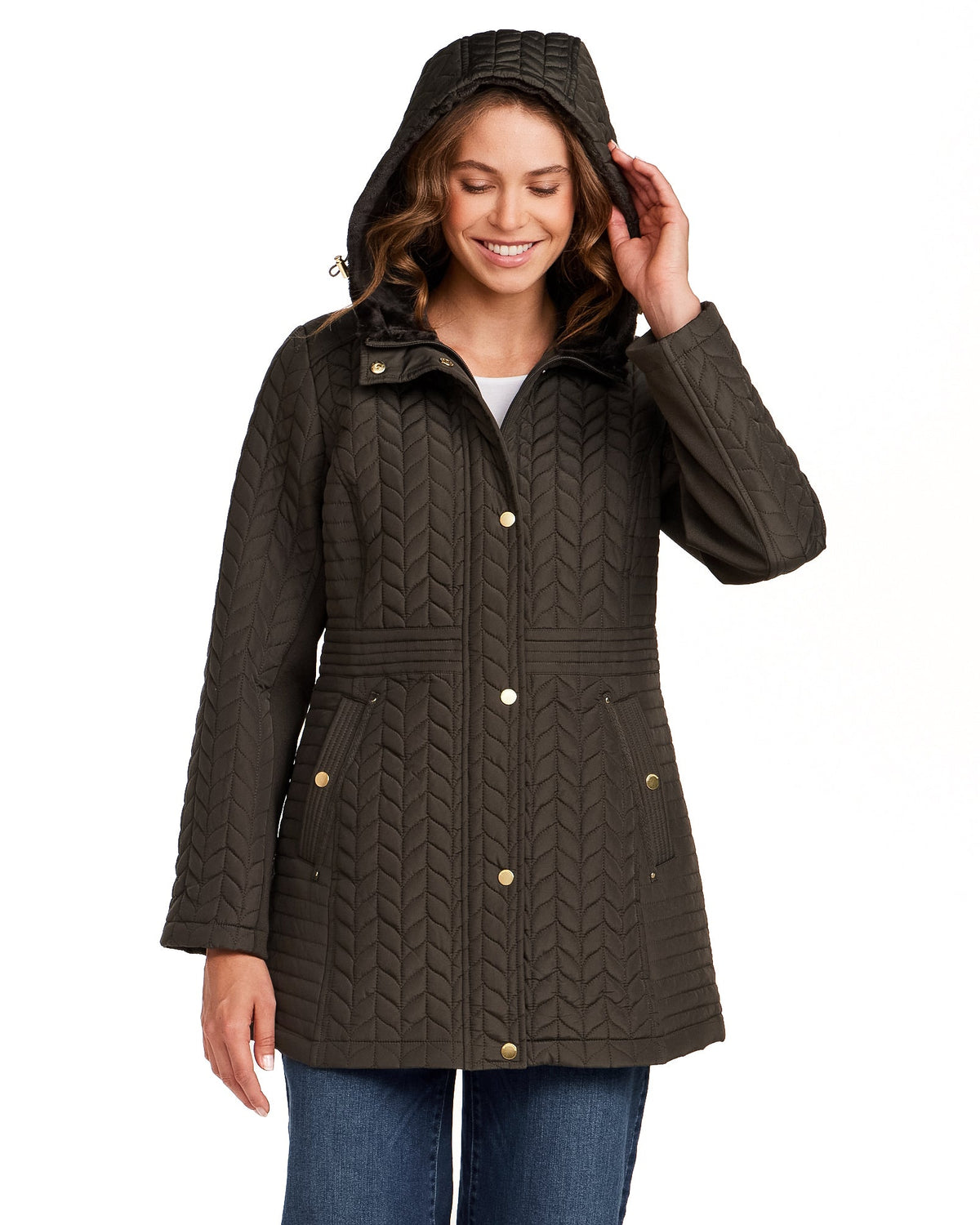 HOODED PLUSH LINED QUILTED WALKER