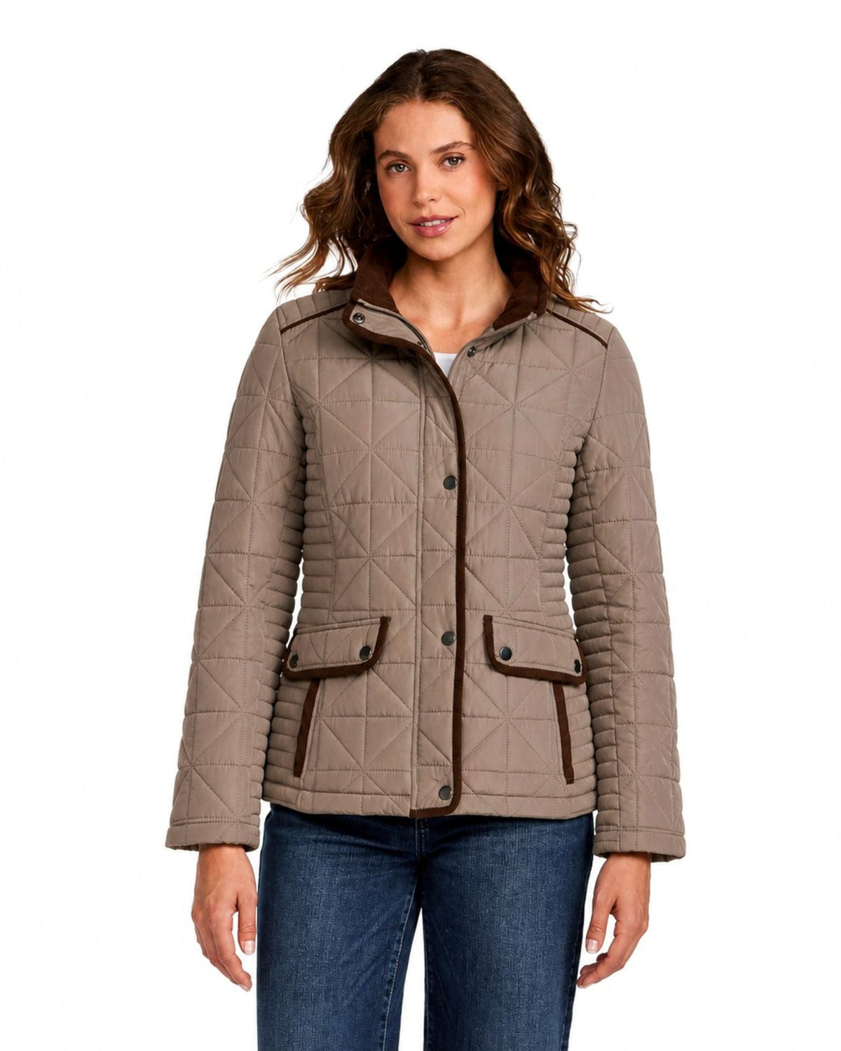 QUILTED JACKET WITH CORDUROY TRIMS