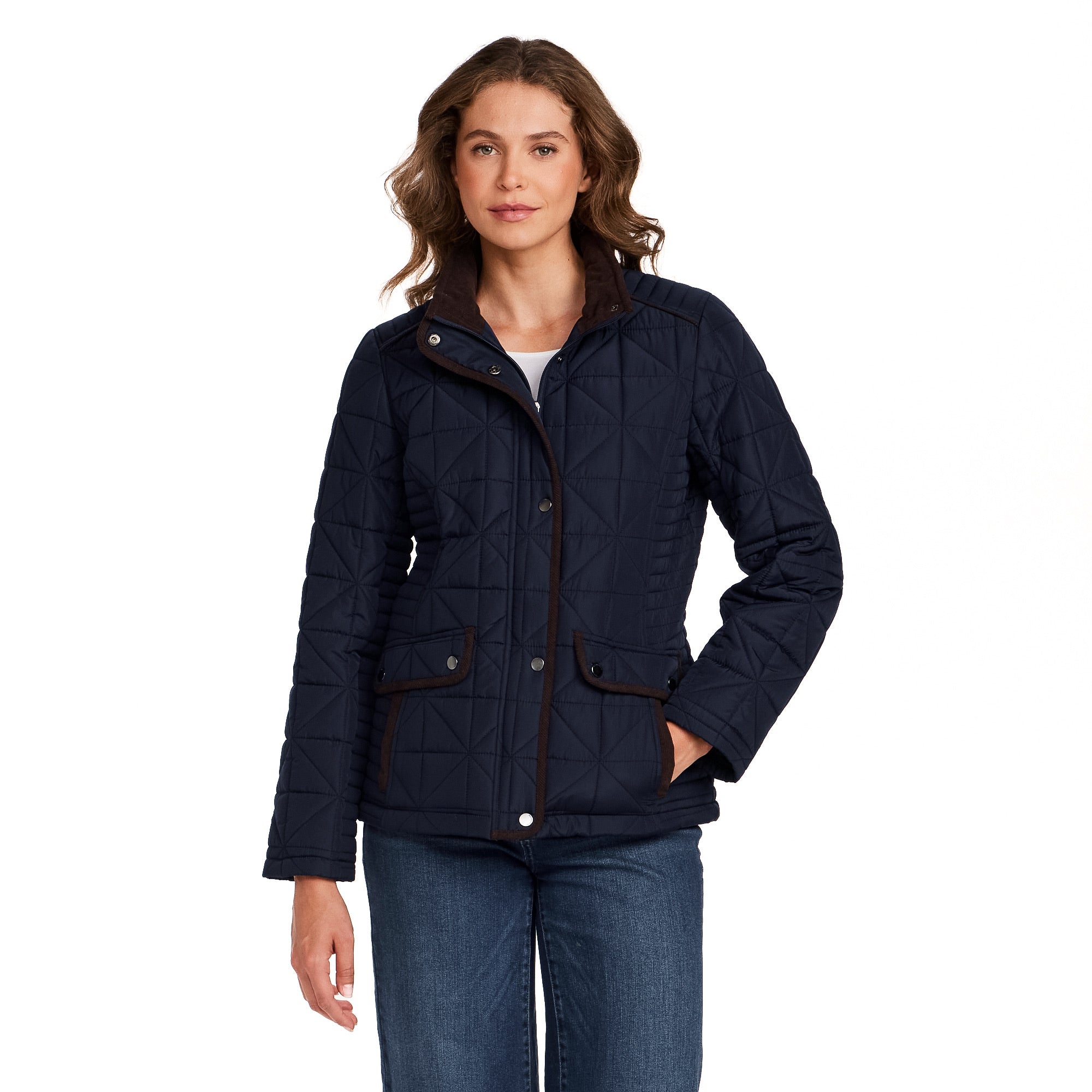 QUILTED JACKET WITH CORDUROY TRIMS
