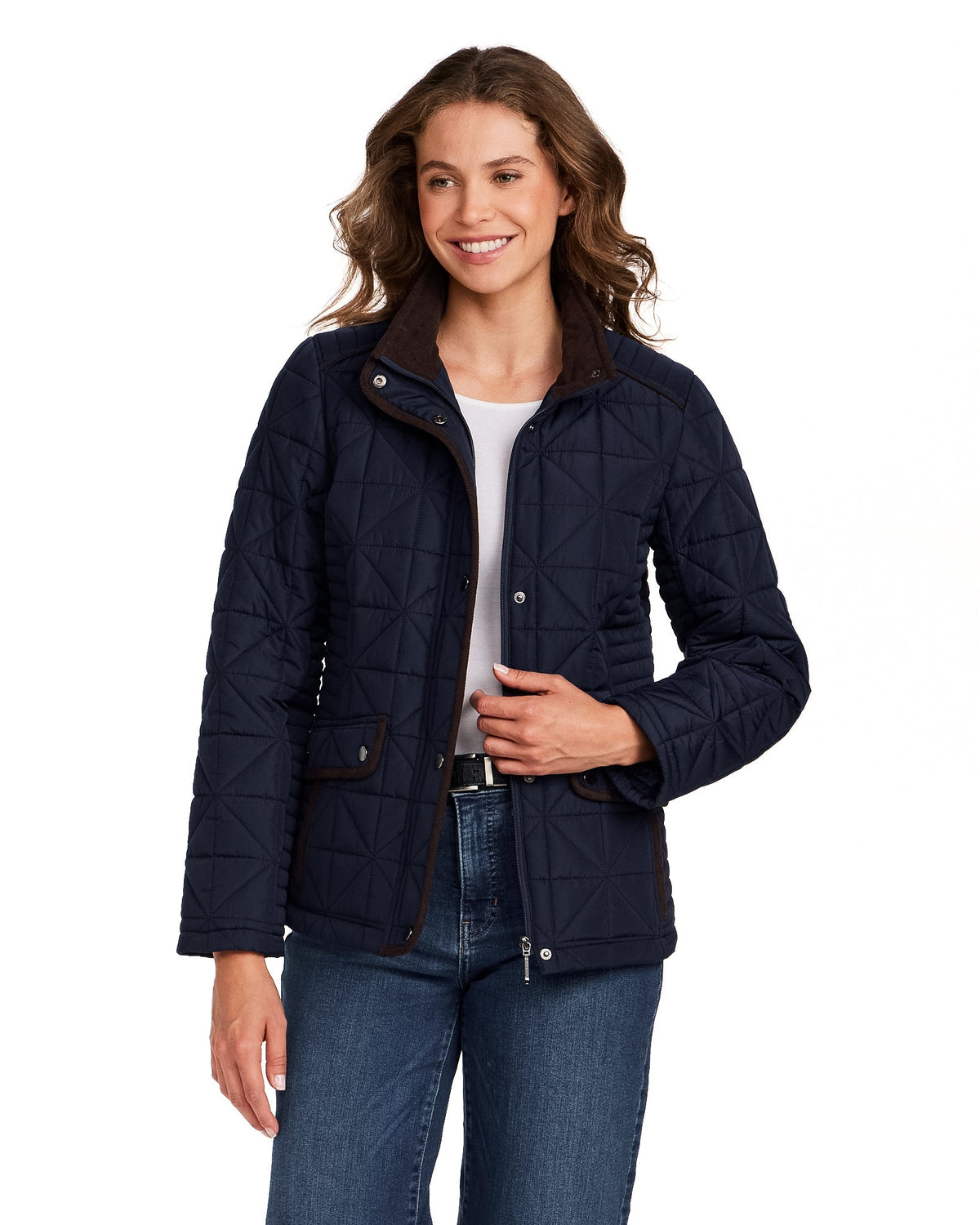 QUILTED JACKET WITH CORDUROY TRIMS
