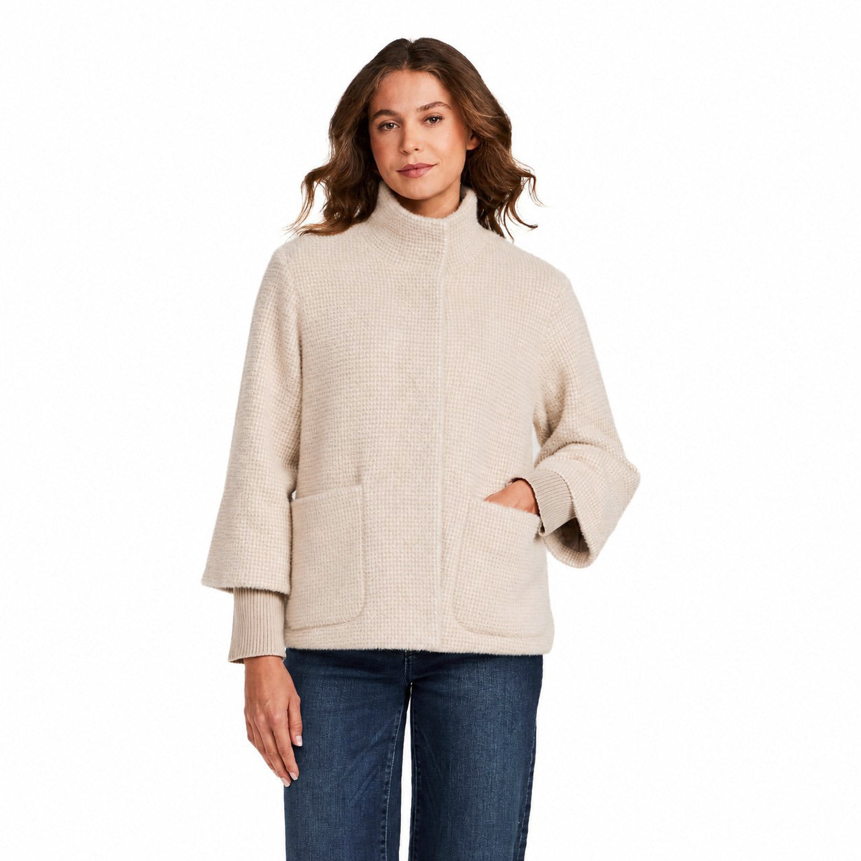 HOUNDSTOOTH COZY FEATHERKNIT JACKET