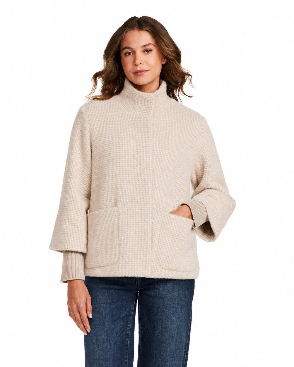 HOUNDSTOOTH COZY FEATHERKNIT JACKET