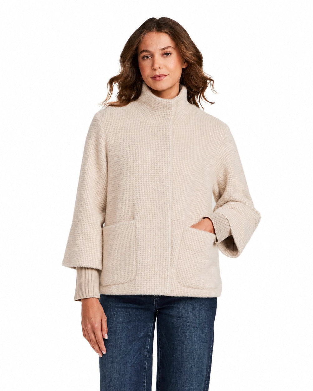HOUNDSTOOTH COZY FEATHERKNIT JACKET