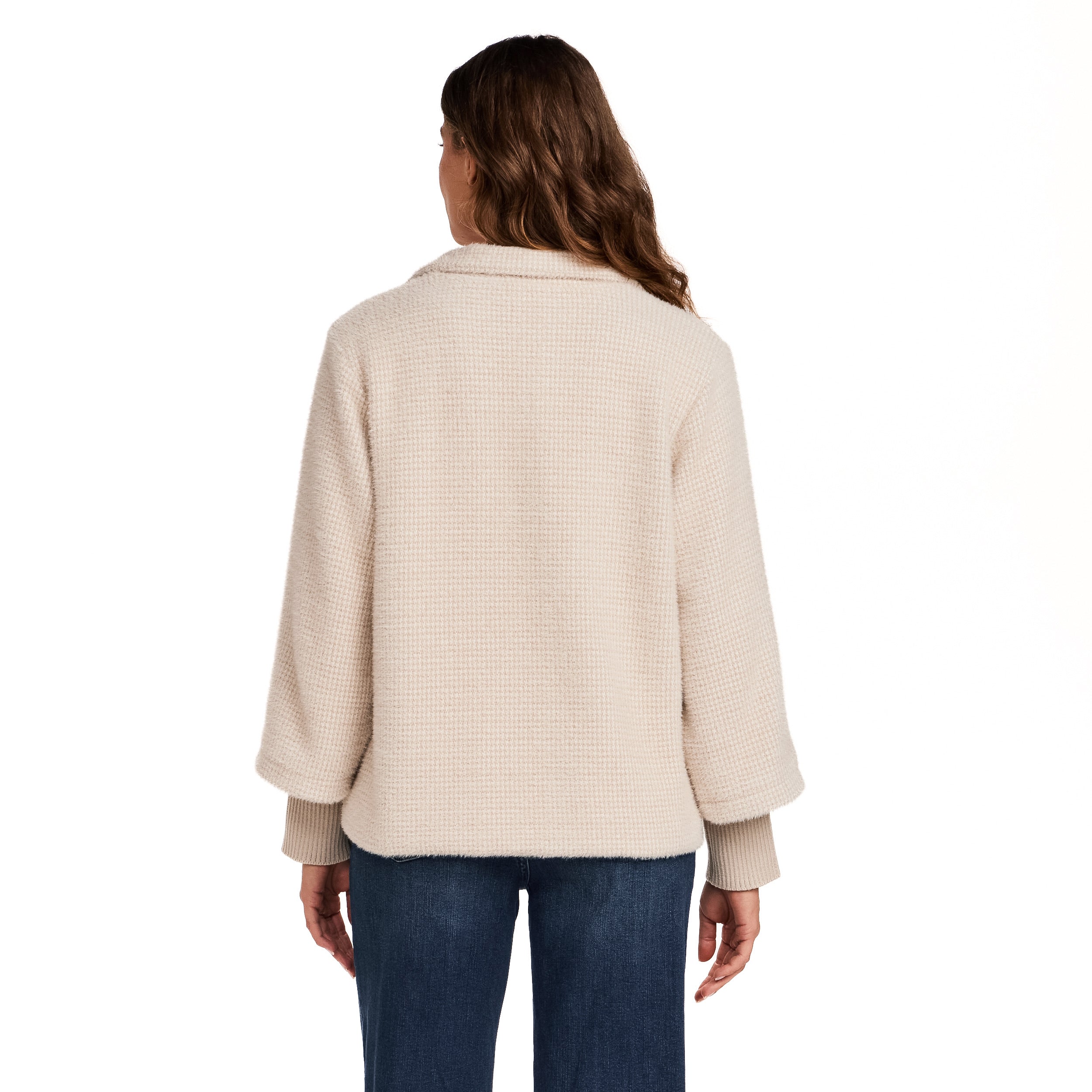 HOUNDSTOOTH COZY FEATHERKNIT JACKET