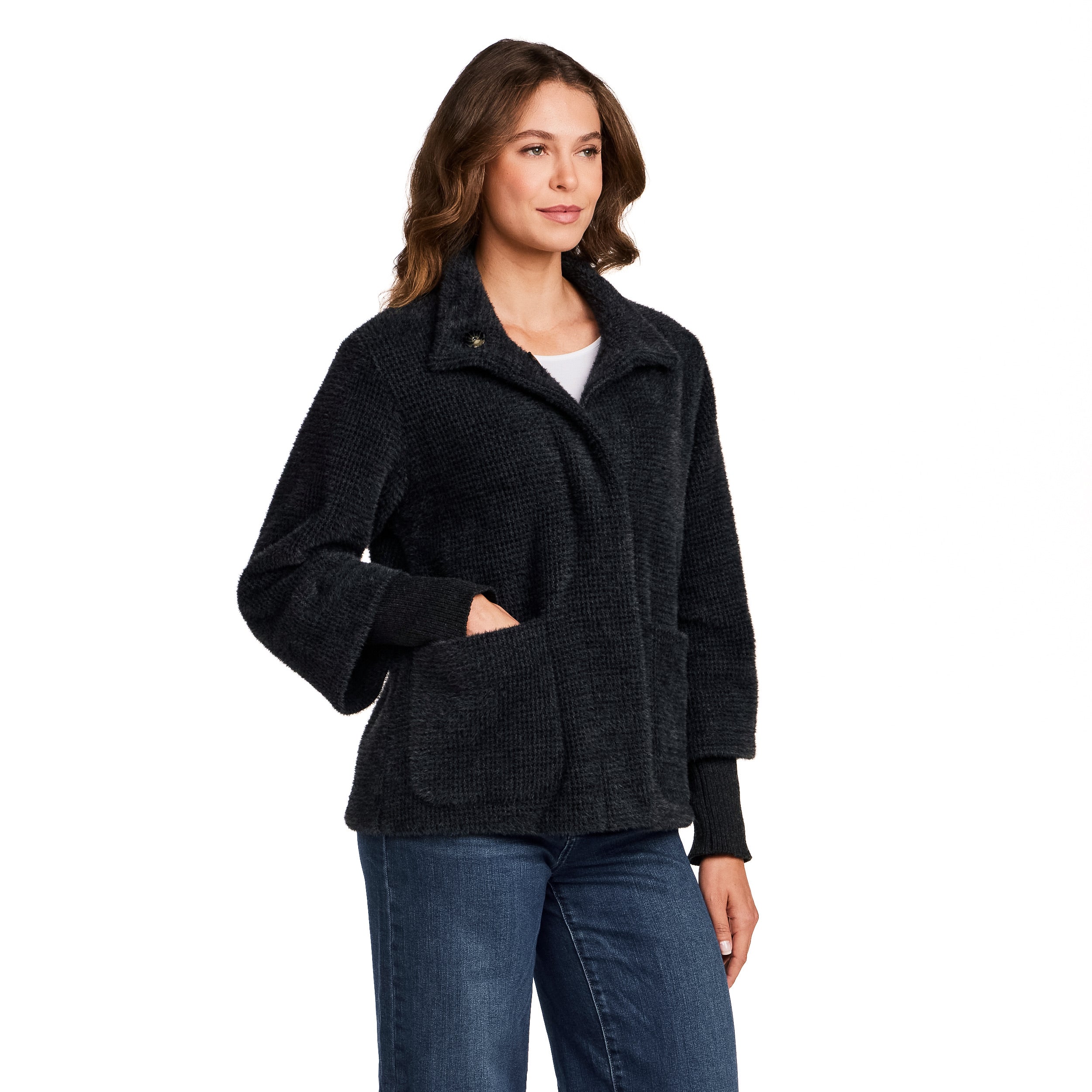 HOUNDSTOOTH COZY FEATHERKNIT JACKET