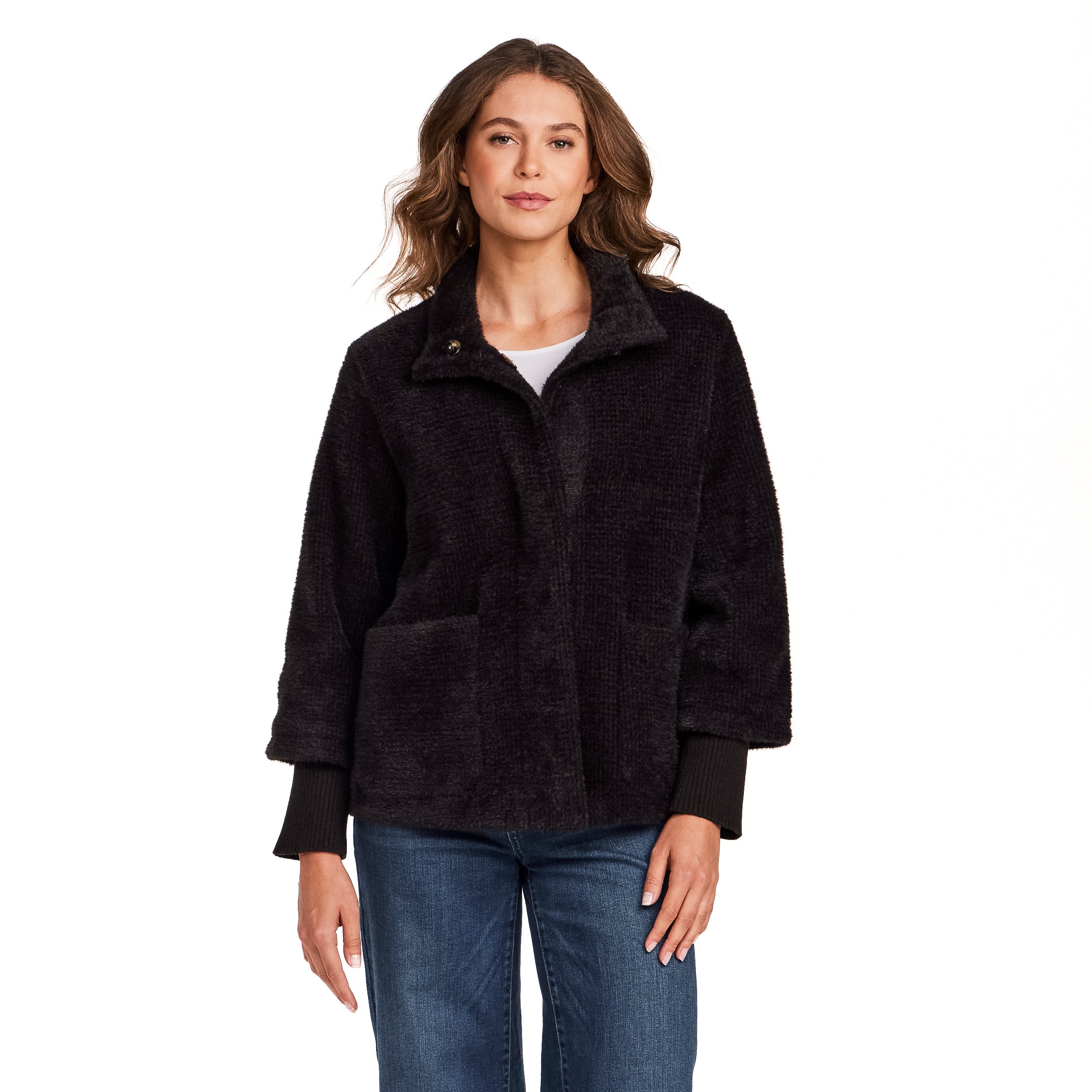 HOUNDSTOOTH COZY FEATHERKNIT JACKET