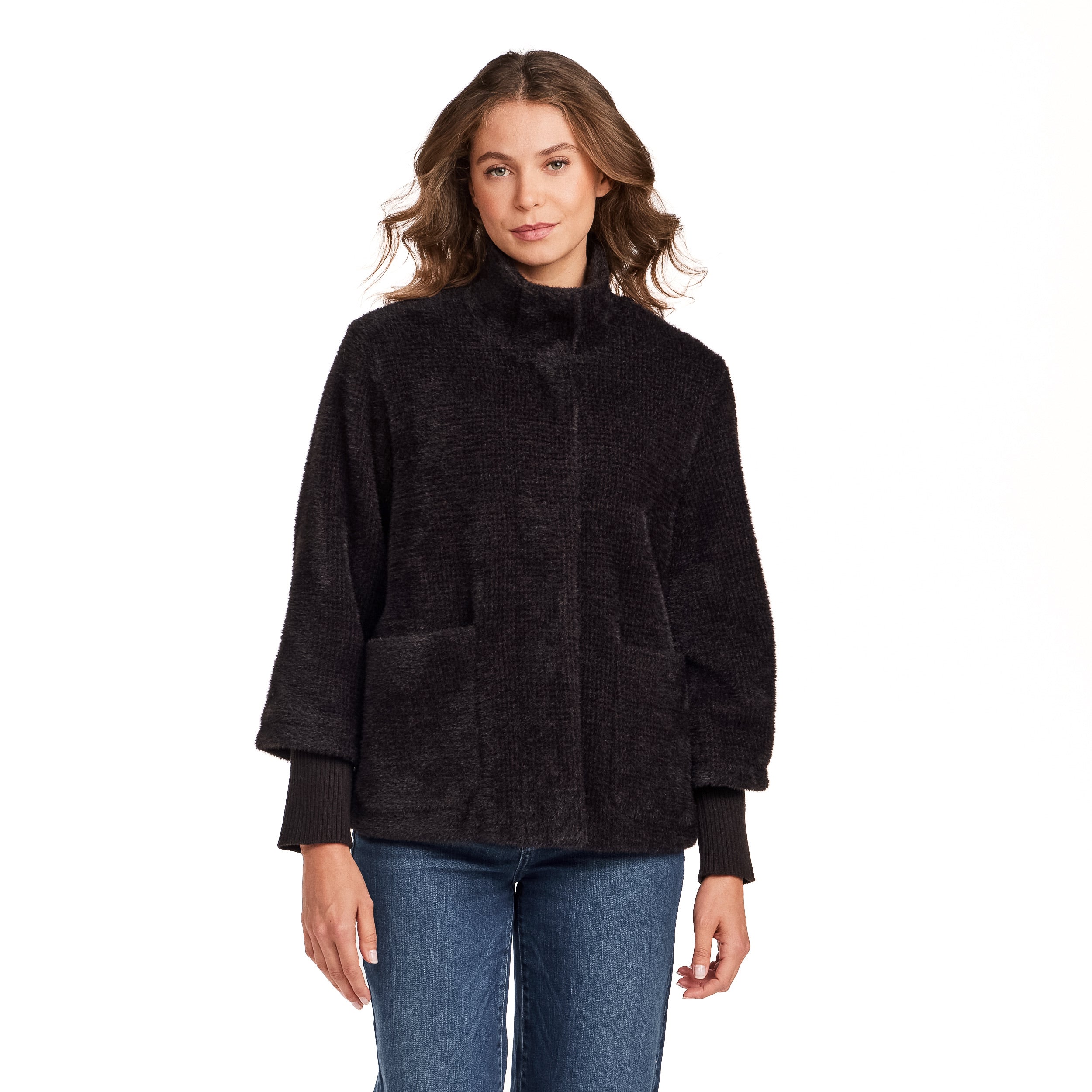 HOUNDSTOOTH COZY FEATHERKNIT JACKET