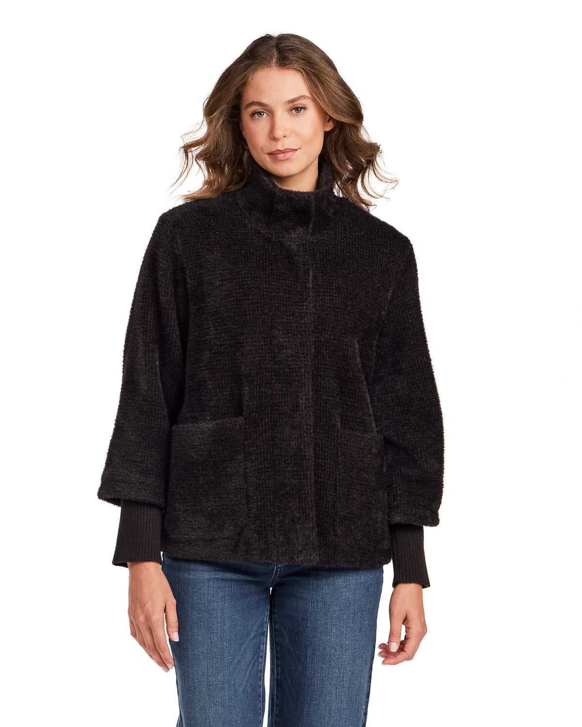 HOUNDSTOOTH COZY FEATHERKNIT JACKET