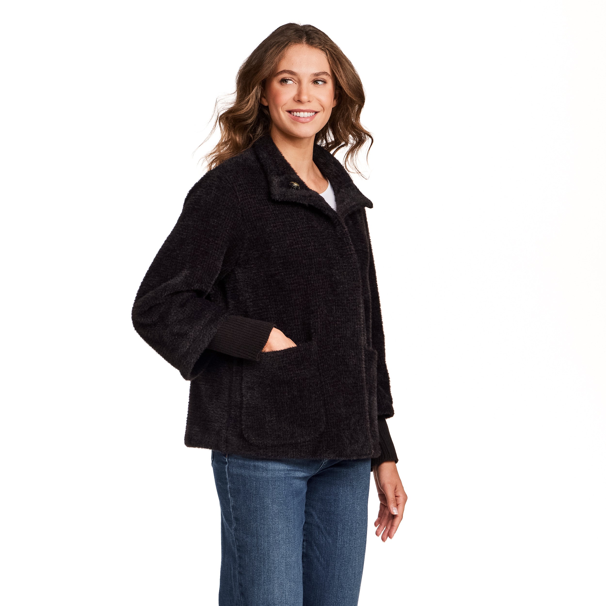 HOUNDSTOOTH COZY FEATHERKNIT JACKET