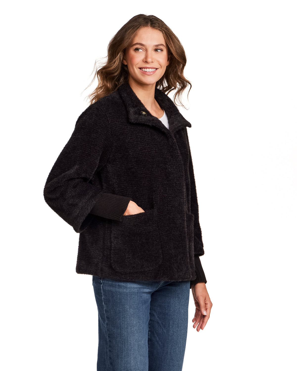 HOUNDSTOOTH COZY FEATHERKNIT JACKET