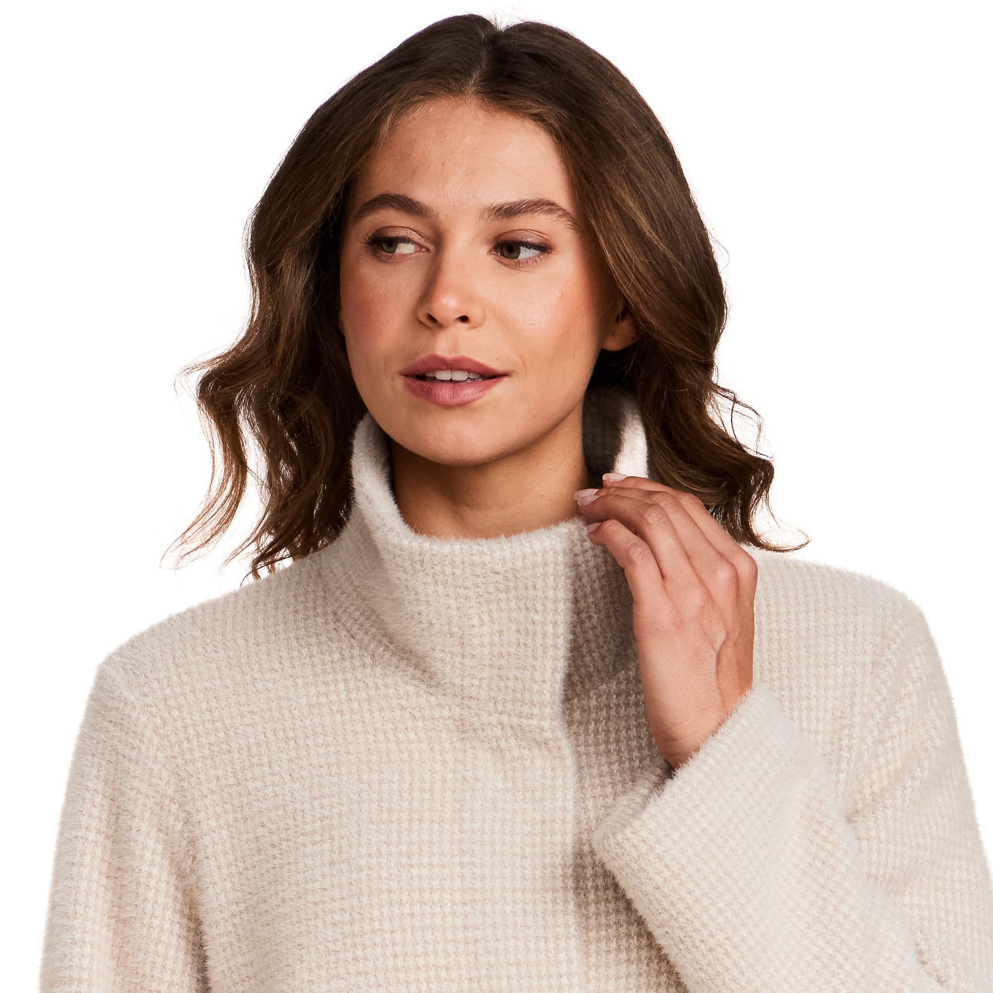 HOUNDSTOOTH COZY FEATHERKNIT TOPPER
