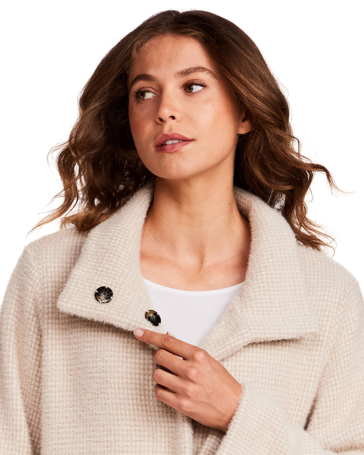 HOUNDSTOOTH COZY FEATHERKNIT TOPPER