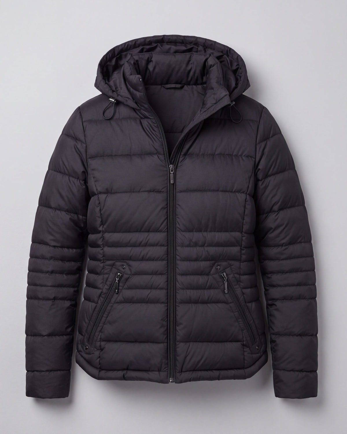 HOODED ZIP FRONT PUFFER