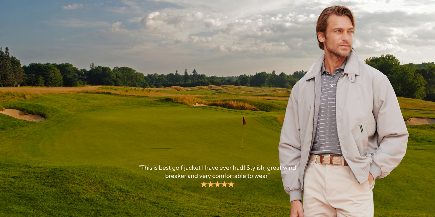 a man standing in a golf course