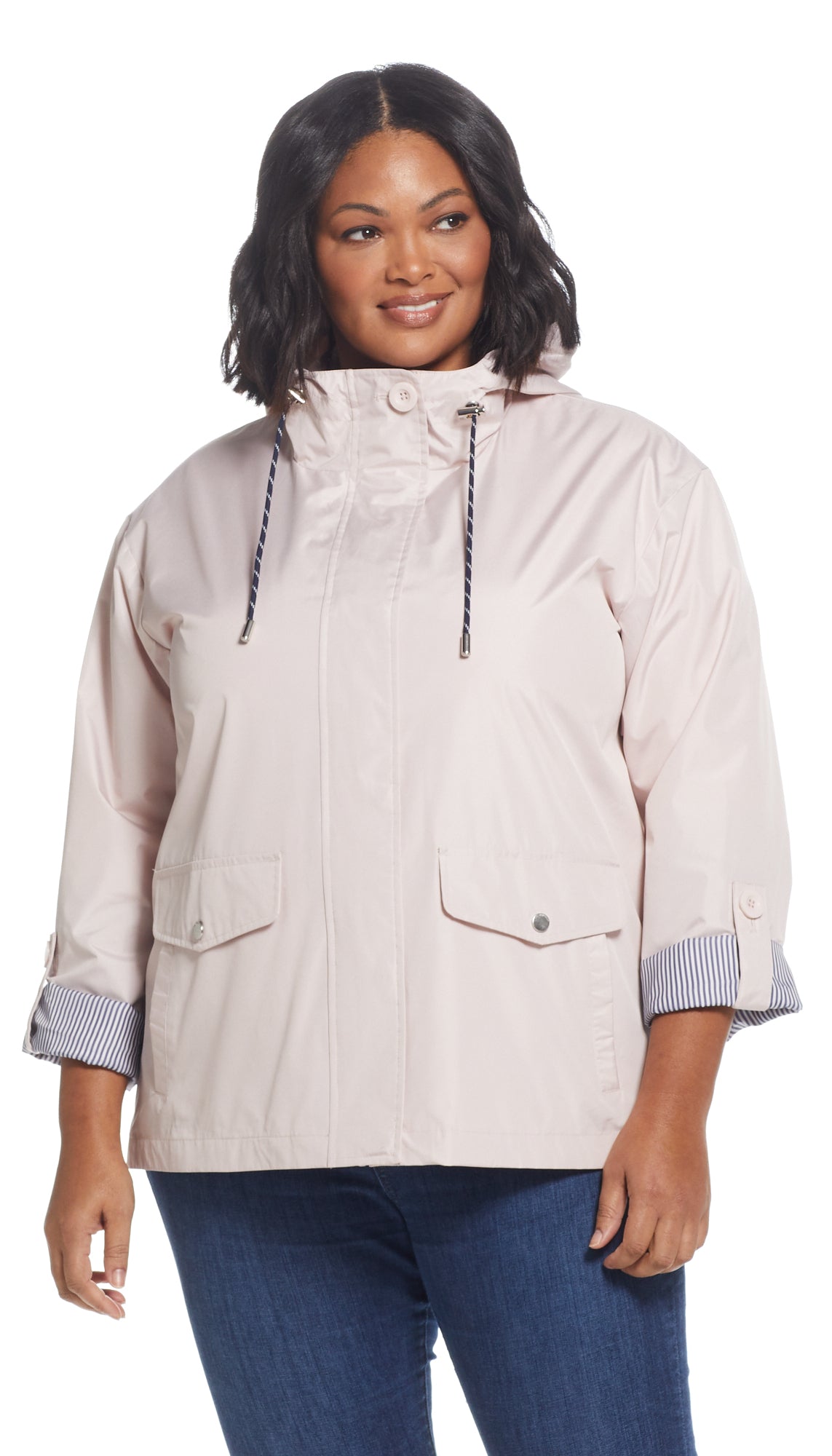 Plus size lightweight hot sale jacket with hood