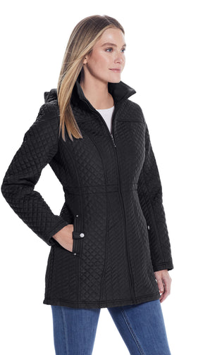 HOODED ZIP QUILTED JACKET