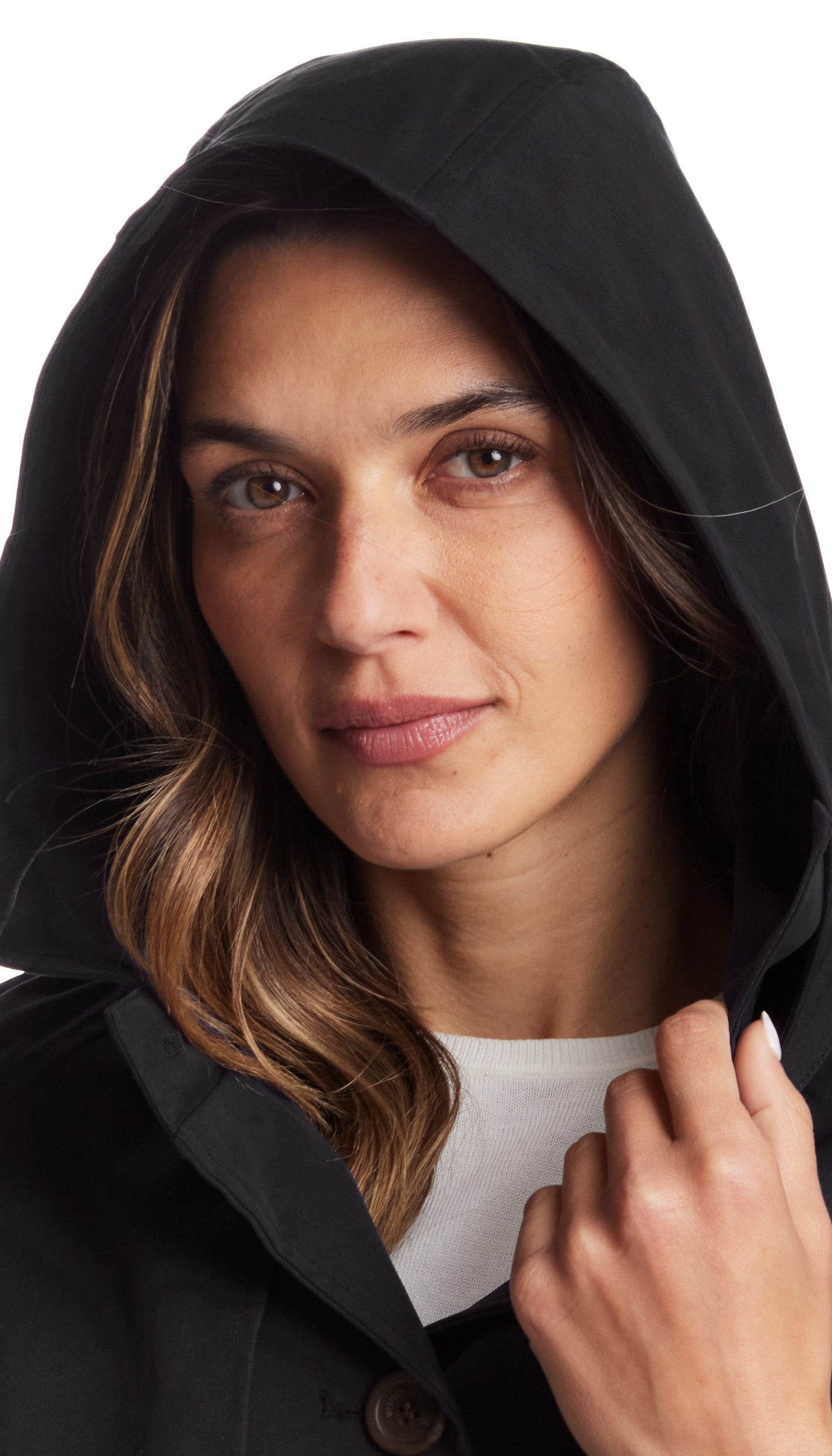 BUTTON FRONT HOODED TOPPER