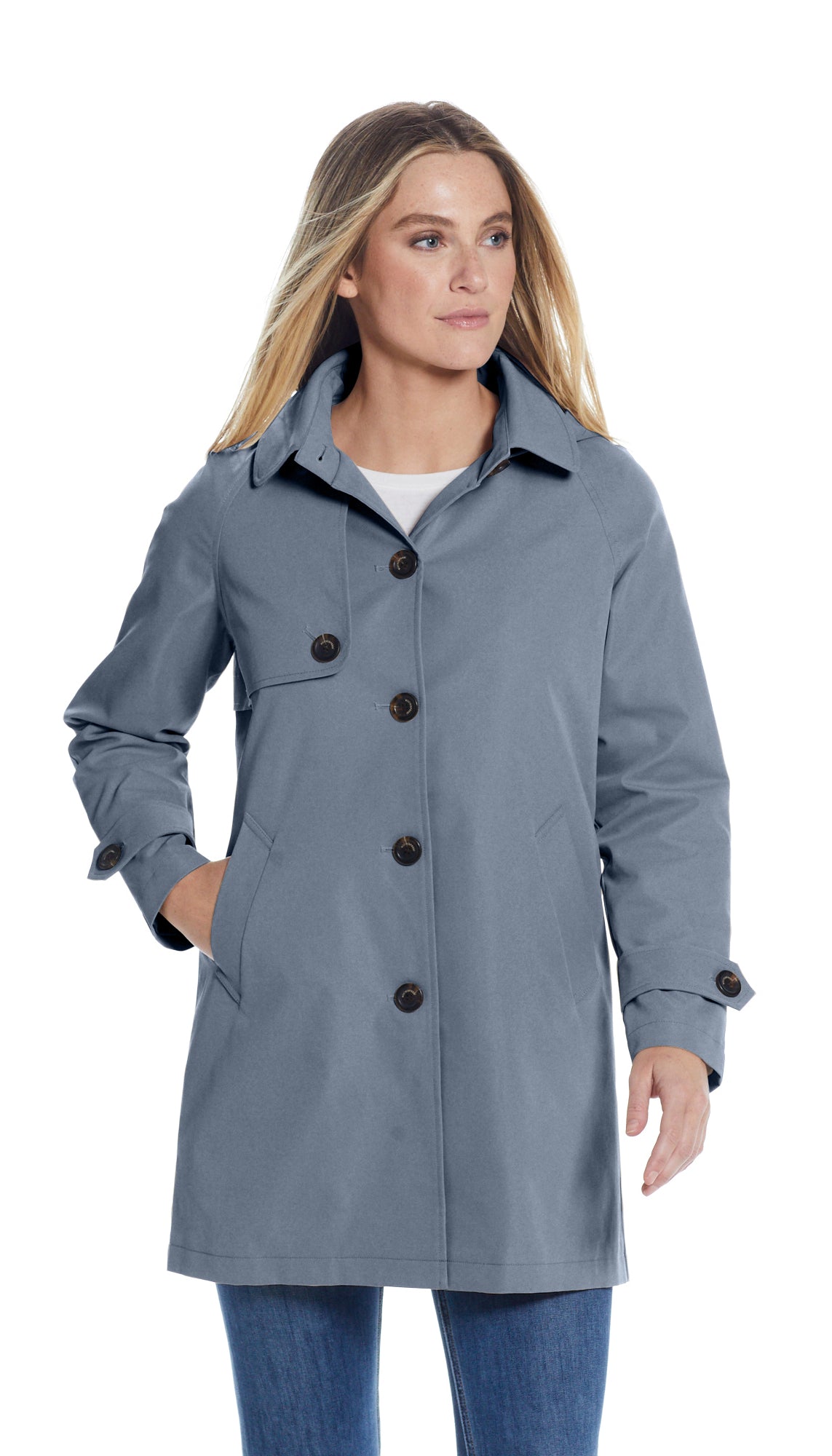 BUTTON FRONT HOODED TOPPER