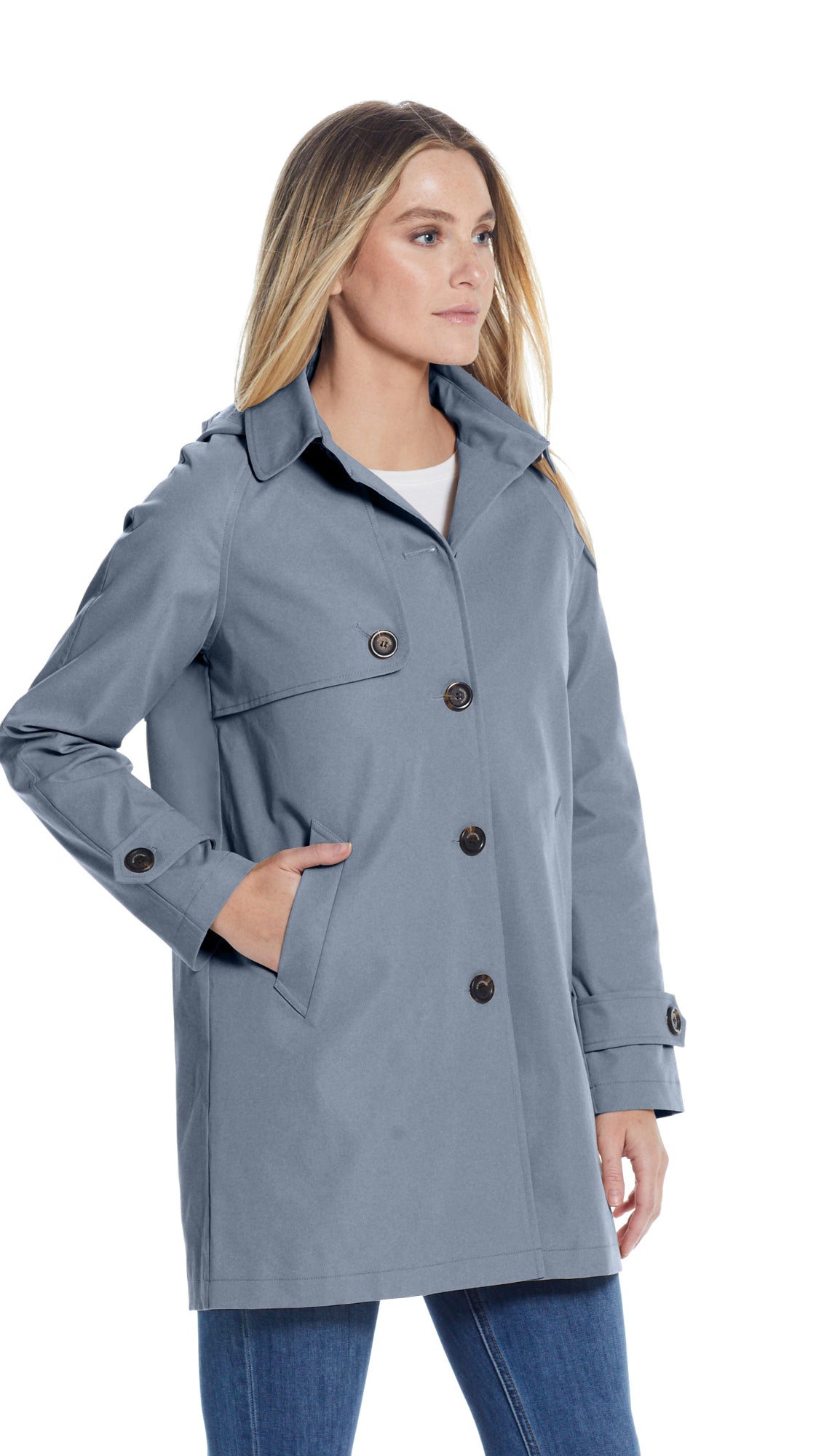 BUTTON FRONT HOODED TOPPER