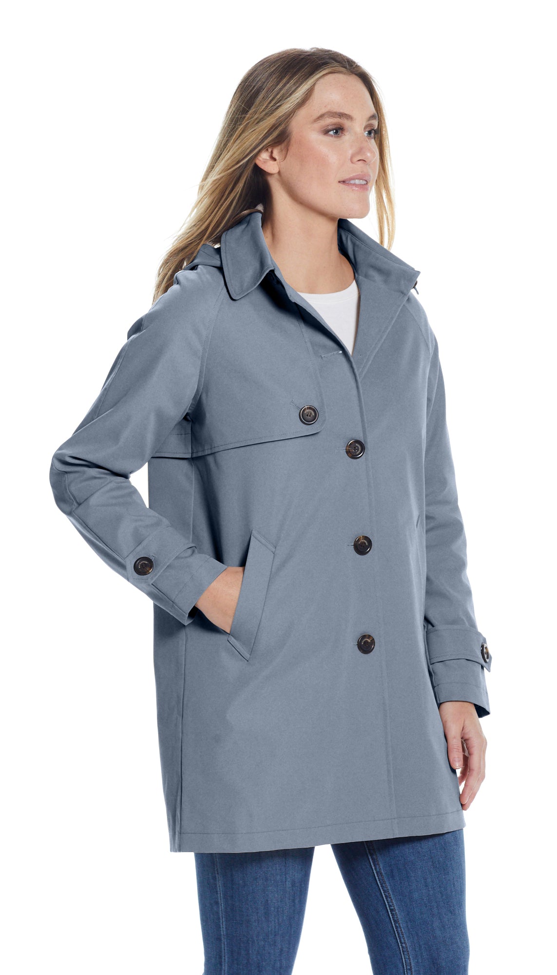 BUTTON FRONT HOODED TOPPER