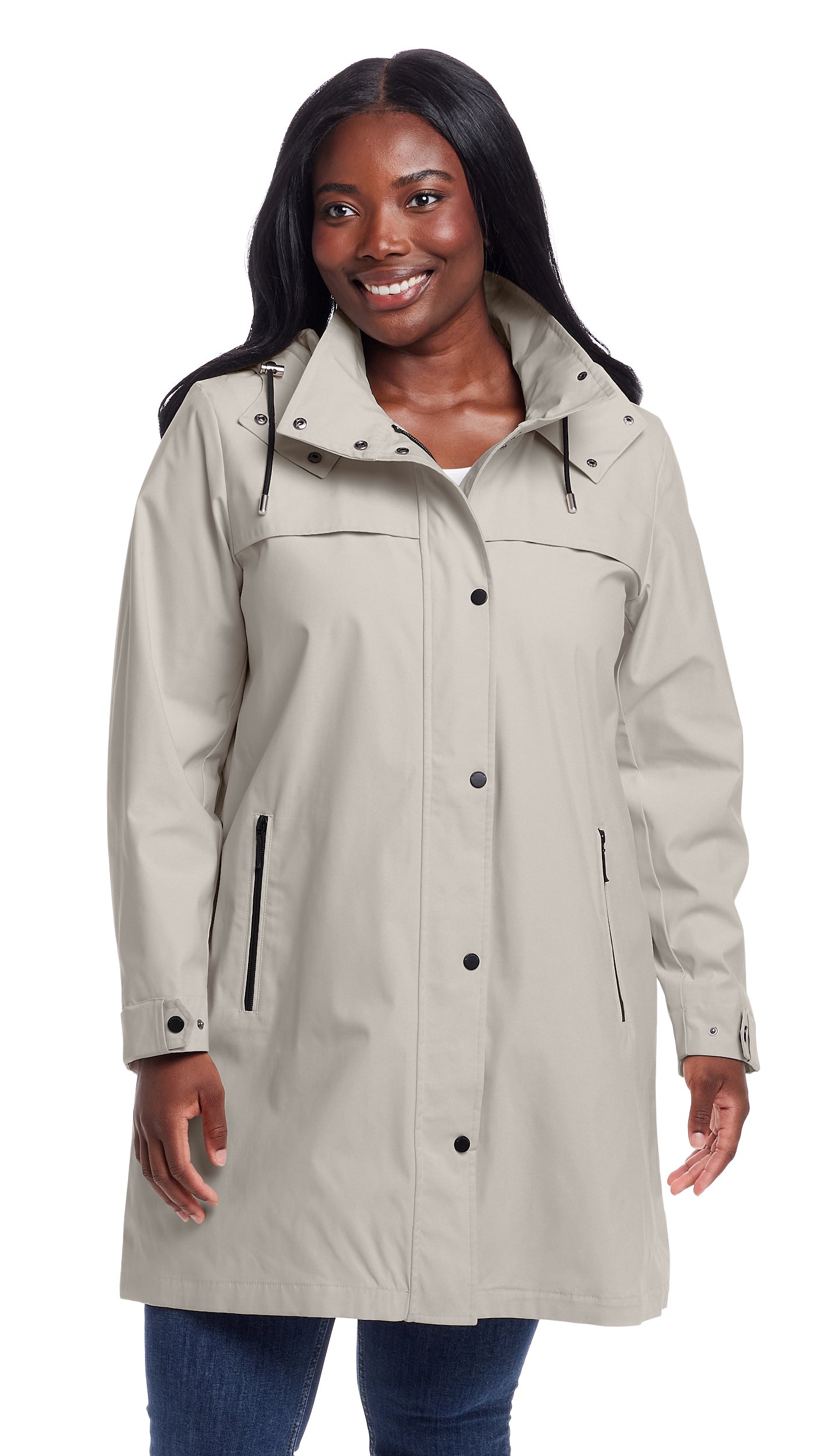 HOODED A-LINE RAIN JACKET