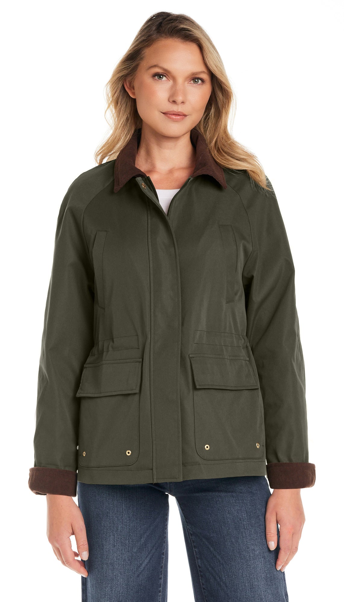 BARN JACKET WITH CORDUROY TRIMS