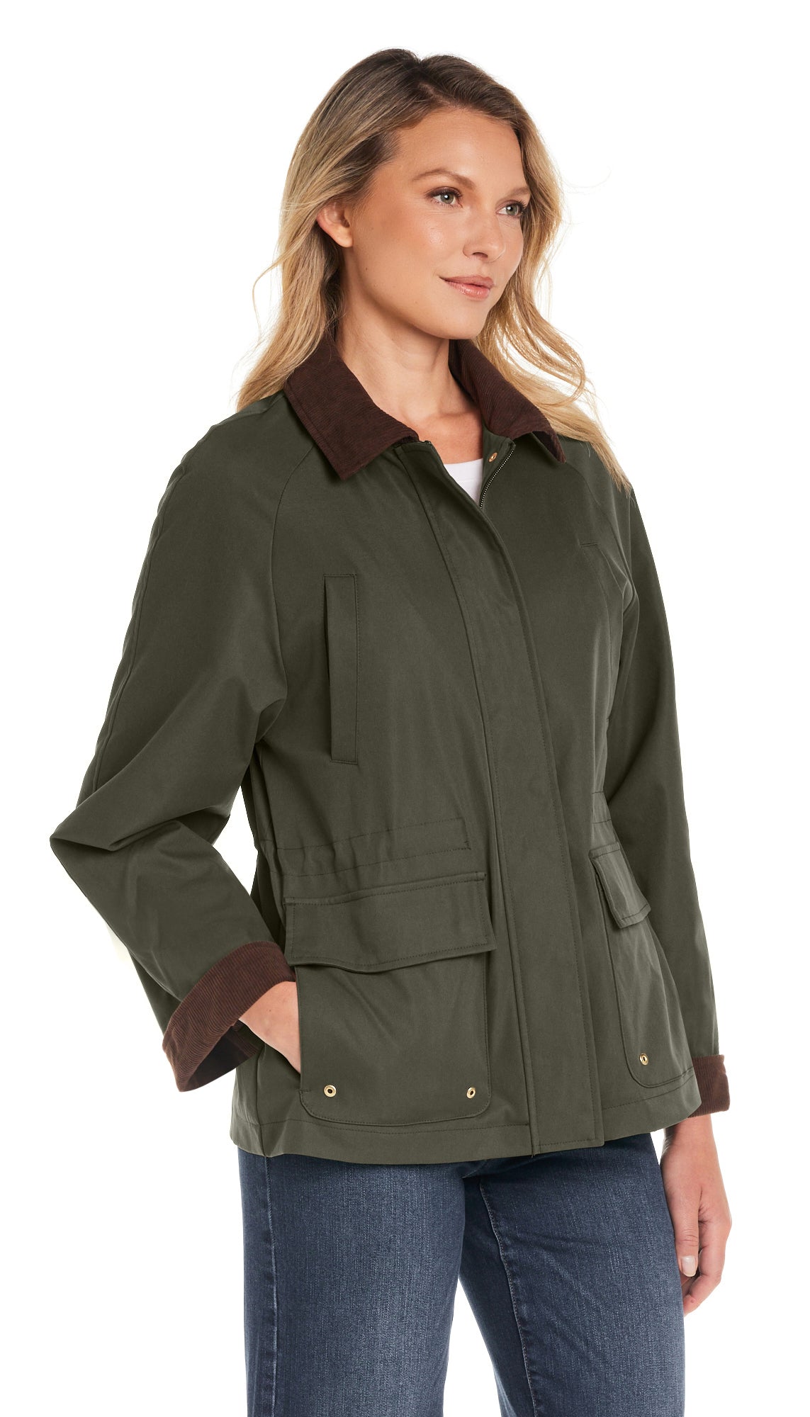 BARN JACKET WITH CORDUROY TRIMS