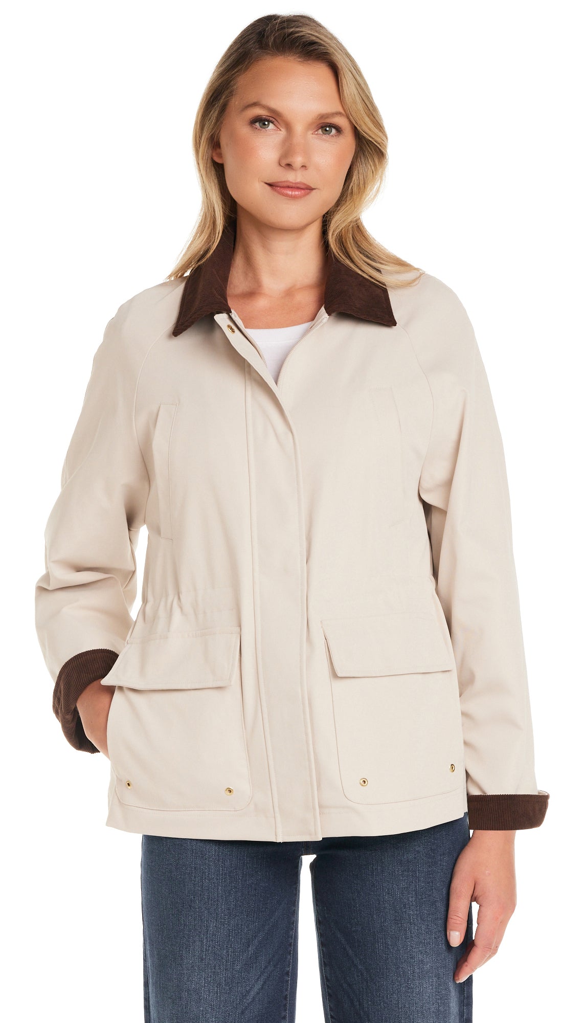 BARN JACKET WITH CORDUROY TRIMS