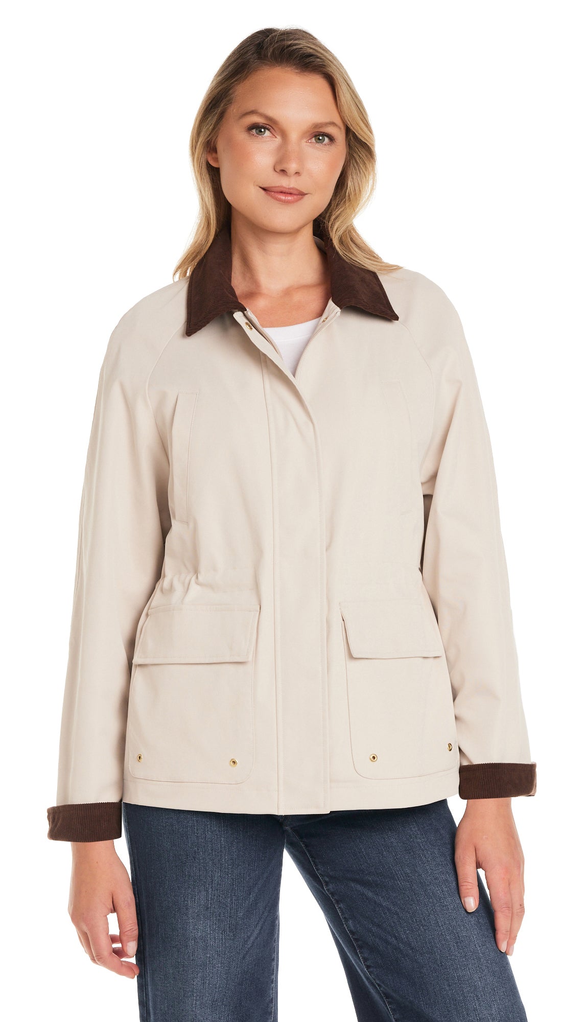 BARN JACKET WITH CORDUROY TRIMS