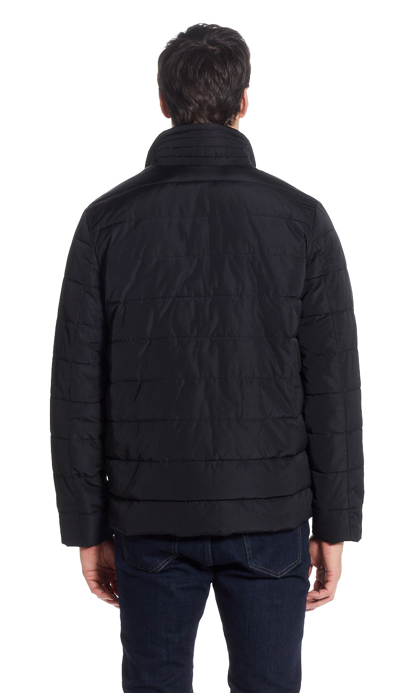 Duke puffer jacket with sleeve patch