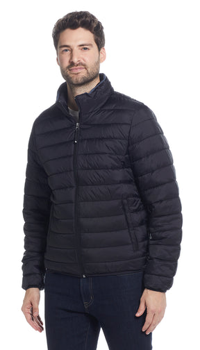 Weatherproof Modern Fit Pillow Pac Puffer Jacket Black Solid - Size: Medium