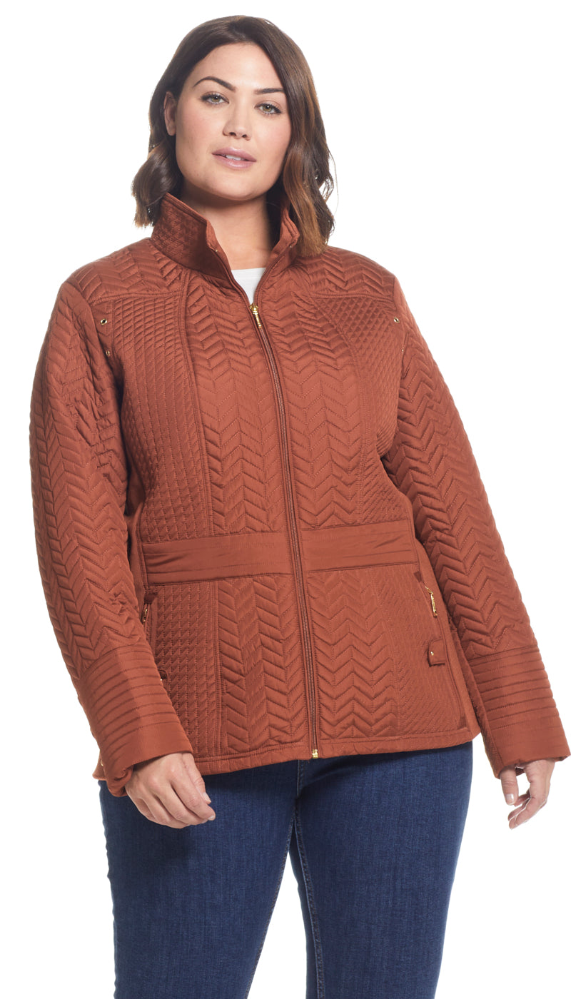 Womens plus quilted on sale jacket