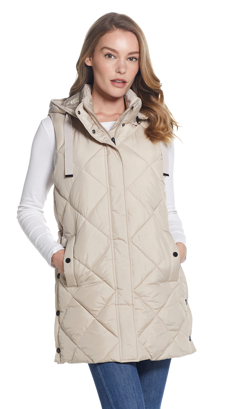 Long hooded vest womens hot sale