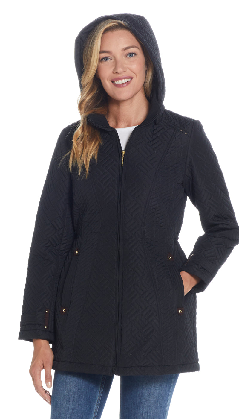 Gallery quilted clearance hooded jacket