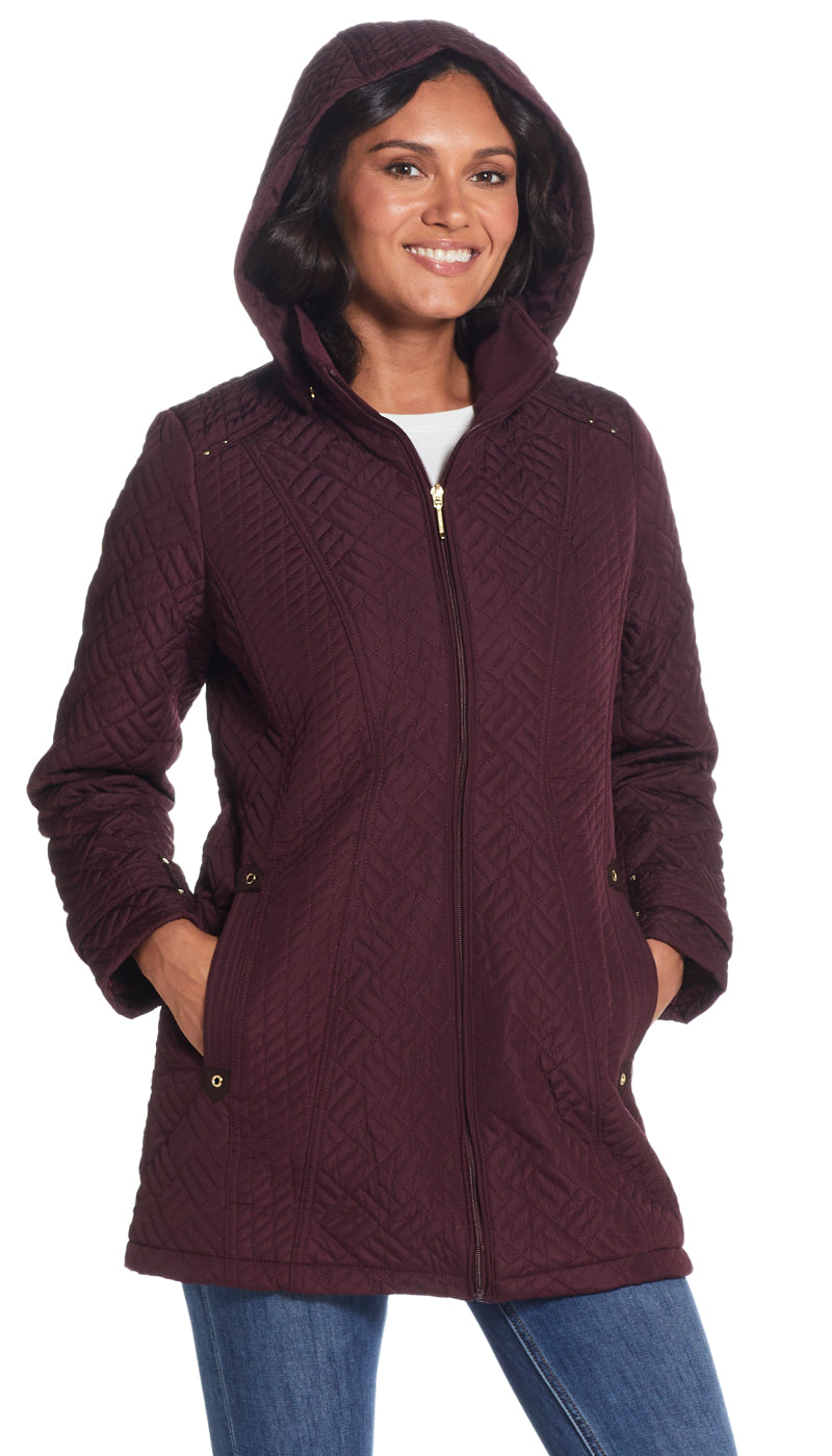 Liz claiborne hooded lightweight quilted clearance jacket